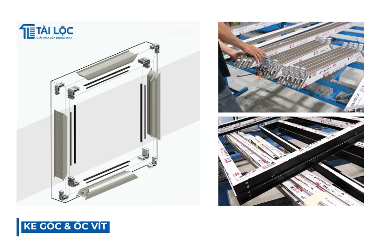 Cửa nhôm Maxpro phải sử dụng ke góc và ốc vít chất lượng để liên kết tốt Cửa nhôm Maxpro phải sử dụng ke góc và ốc vít chất lượng để liên kết tốt