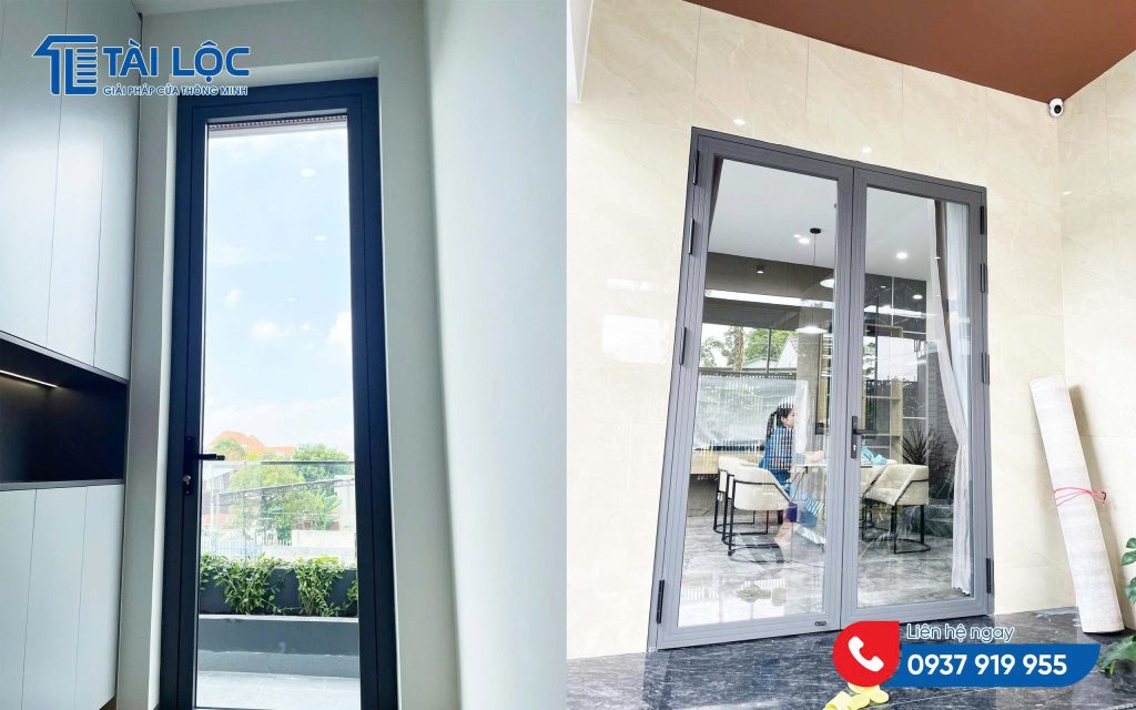 Mẫu cửa đi mở quay 1 cánh và 2 cánh cửa nhôm xingfa nhập khẩu
