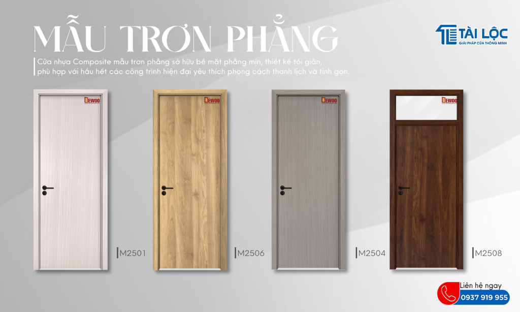 Mẫu cửa nhựa gỗ Composite trơn phẳng Mẫu cửa nhựa gỗ Composite trơn phẳng