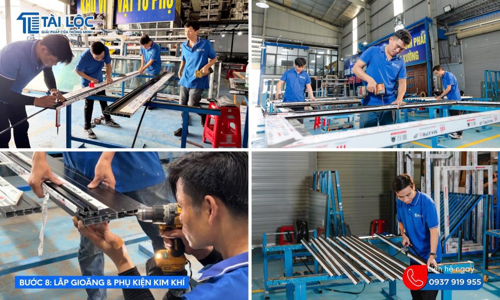Bước 8: Lắp gioăng và phụ kiện kim khí Bước 8: Lắp gioăng và phụ kiện kim khí