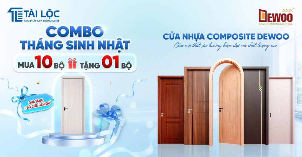 Ưu đãi cửa nhựa composite Dewoo: Mua 10 bộ tặng 01 bộ Ưu đãi cửa nhựa composite Dewoo: Mua 10 bộ tặng 01 bộ